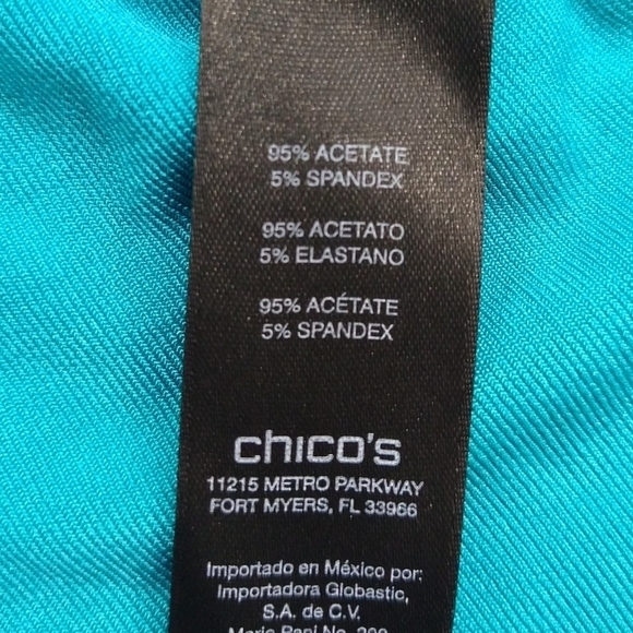 Chico's Travelers Blue Slinky Knit 3/4 Sleeve Tunic Asymmetrical Hem Stretchy - Picture 8 of 10